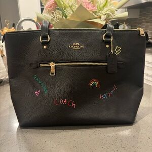 COACH GALLERY TOTE WITH DIARY EMBROIDERY PURSE